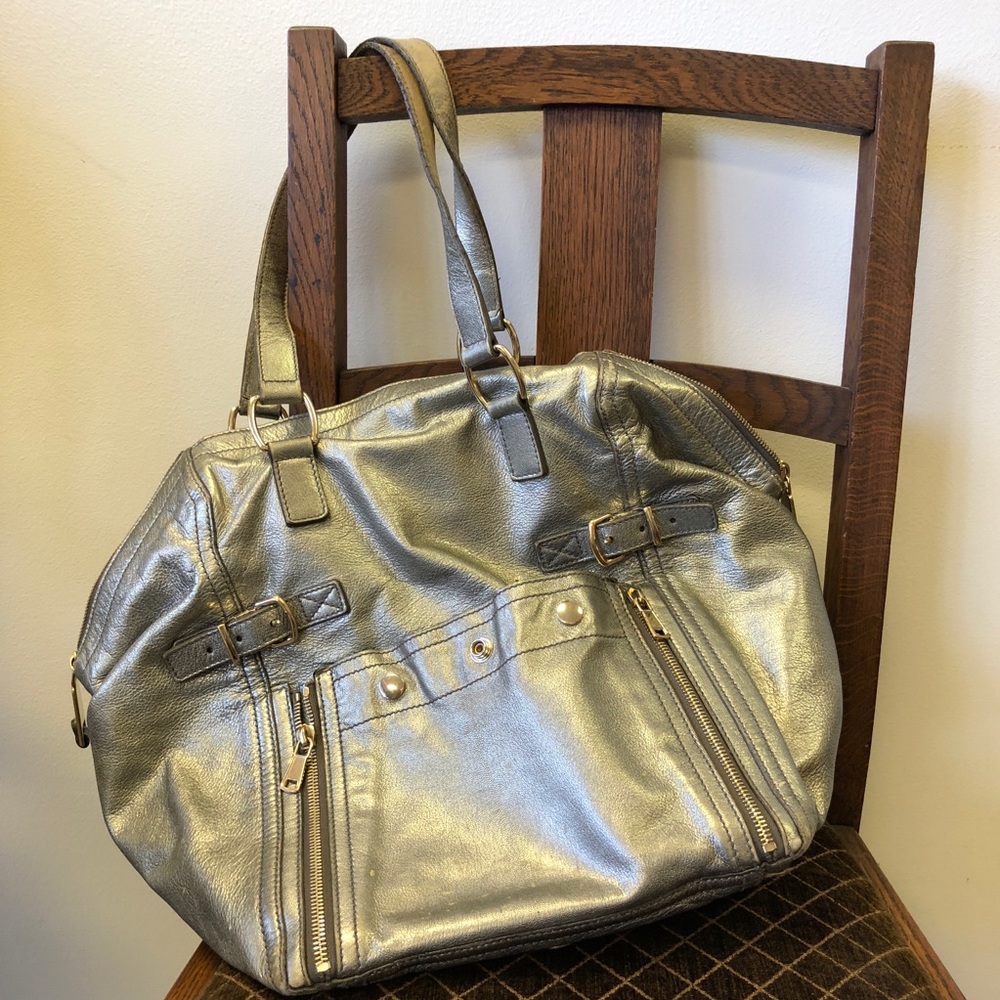 Authentic YSL Pewter Downtown Tote